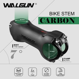 Groupes de vélo WALGUN T1000 Carbon VTT Tige de guidon de vélo 7 17 degrés 28,6 31,8 mm Pièces de montagne de route ultralégères 230907
