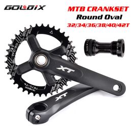 Fiets Groepsets XT Fiets Crankstel 104BCD MTB Crank Kettingblad 170mm 175mm Zwart Rond Ovaal 32T 34T 36T 38T Aluminiumlegering met Bodem 230808