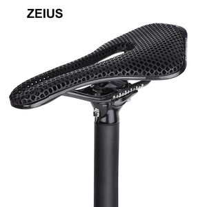 Groupes de vélo ZEIUS fibre de carbone 3D imprimé selle de vélo ultraléger creux respirant confortable vtt montagne vélo de route pièces de siège de cyclisme 231213