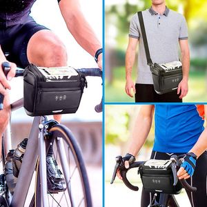 Panier de guidon à vélo sac avant étanche à 3,5 L de sac de rangement grande capacité accessoires de vélo de vélo avec fenêtre à écran tactile