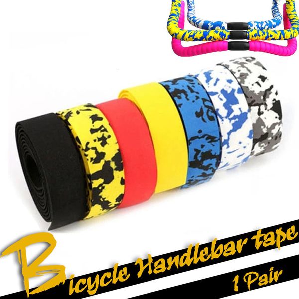 Composants de guidon de vélo 1 paire de ruban de guidon de vélo de route Camouflage poignée de vélo ceinture liège Wrap avec bouchons de barre 230617