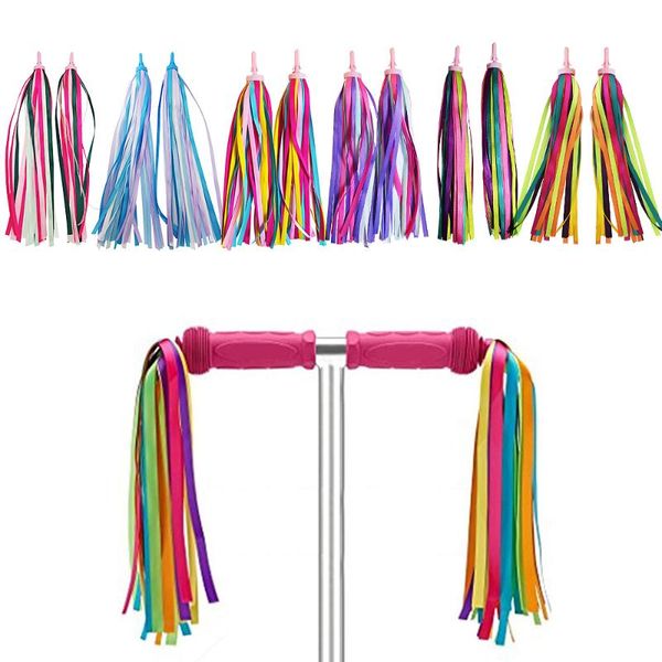 Componentes para manillar de bicicleta, 2 uds., serpentinas coloridas para niños, cintas con borlas para patinete, accesorios para niños y niñas, cinta para manillar de bicicleta