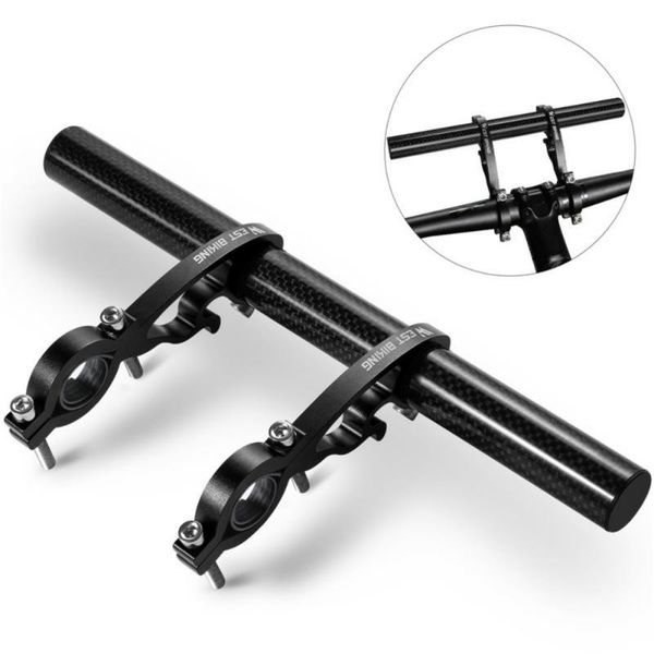 Vélo Guidon Composants Vélo Carbone Tube Guidon Extender Double Pince Alliage Support Extension Lumière GPS Pièces D'ordinateur