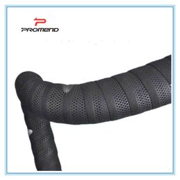 Composants de guidon de vélo Ruban de route de vélo PROMEND Conception de maille noire Bande de barre antidérapante Éponge EVA souple Ruban en cuir noir imperméable 230907