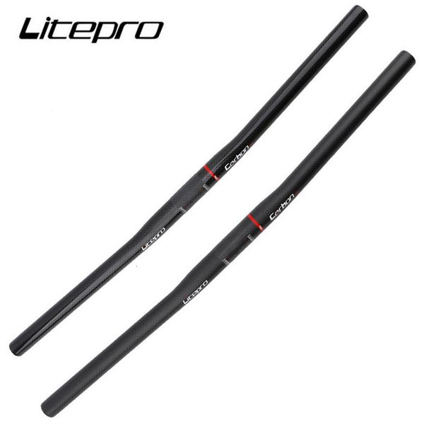 Composants du guidon de vélo Litepro Vélo pliant Guidon droit complet 254x540 580mm Barre en fibre de carbone Poignée horizontale 230808