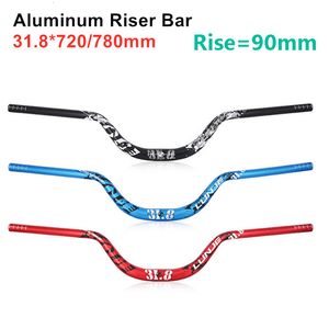 Componentes del manillar de la bicicleta MTB Riser Handlebar 318x720780mm Aluminio Swallow Handle Bar Rise 90mm Montaña Bicicleta plegable Piezas de ciclismo 230617