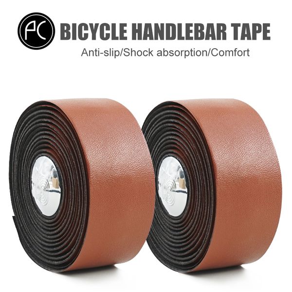 Composants de guidon de vélo PCycling Ruban de guidon de vélo Motif en peau de vache marron VTT Poignée de cyclisme sur route Résistant à l'usure Ceinture Wrap 2 Bar 230607