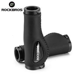 Componentes de manillar de bicicleta ROCKBROS manillar de ciclismo MTB empuñaduras de bicicleta doble bloqueo de goma antideslizante absorción de golpes accesorios suaves 230621