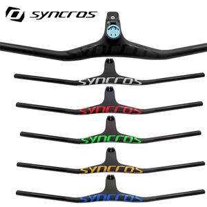 Bike Handlebars Components Syncros Multiple Colour MTB Integrated Handlebar Carbon Fiber One-shaped Handlebar Stem -17Degree bike frame bicycle parts 230704