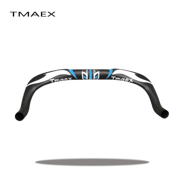 Vélo Guidon Composants TMAEX Carbone Guidon Bleu/Rouge Mat Rest Aero Bar Guidons 31.8mm Ultra Léger