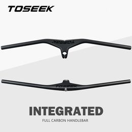 Componentes de manillares de bicicleta TOSEEK Matte Black Fibra de carbono Bicicleta MTB Riser -17 grados Manillar integrado de una forma con vástago para piezas de bicicleta de montaña 230904