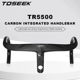 Fietsstuurcomponenten TOSEEK TR5500 Road Full Carbon Fiber stuurpen Geïntegreerd fietsstuur Ultralicht 28,6 mm Fietsonderdelenaccessoires 231114