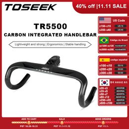 Componentes del manillar de la bicicleta TOSEEK TR5500 Carretera Vástago de fibra de carbono completo Manillar de bicicleta integrado Ultraligero 28.6 mm Piezas de ciclismo Accesorios 221101