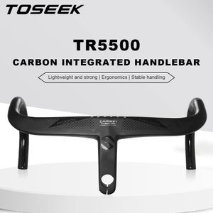 自転車ハンドルバーコンポーネント TOSEEK TR5500 ロードバイクフルカーボンファイバーステム一体型自転車ハンドルバー超軽量 28.6 ミリメートルサイクリングパーツアクセサリー 230704