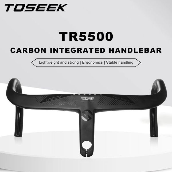 Componentes del manillar de la bicicleta TOSEEK TR5500 Carretera Vástago de fibra de carbono completo Manillar de bicicleta integrado Ultraligero 286 mm Piezas de ciclismo Accesorios 230808