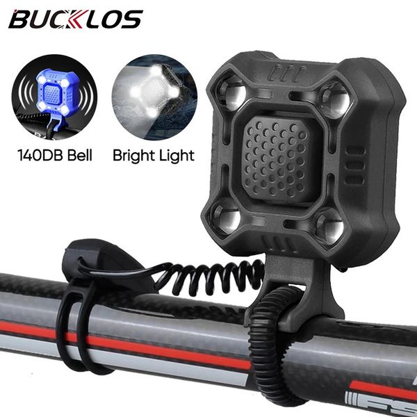 Bike Horns BUCKLOS 2 en 1 Timbre de bicicleta 140 dB Bocina de bicicleta Timbre de bicicleta Anillo eléctrico USB Recargable Luz de bicicleta Faro Accesorios de ciclismo 231127