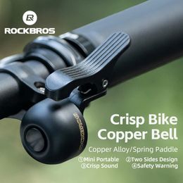 Klaxons de vélo Rockbros vélo cloche en alliage de cuivre anti-pluie corne anneau de cyclisme son clair alarme de sécurité cloche guidon vtt vélo de route accessoires 231101