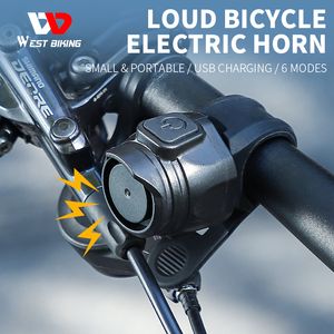 Klaxons de vélo USB Rechargeable Vélo Moto Électrique Cloche Klaxon 6 Modes Guidon VTT Route Vélo Antivol Alarme Accessoires 230607