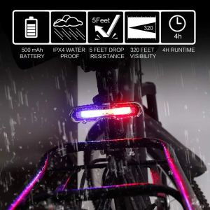 Fietslicht achterlicht flash -road fiets achterlamp led usb opladen heldere waarschuwing nacht rijden staartlicht fietsen apparatuur