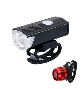 Bike Light USB oplaadbaar 300 lumen 3 modus fiets voorlicht 6000K waterdichte fietsen koplamp zaklamp3582523