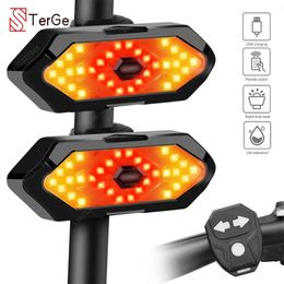 Luces de bicicleta 12 unids Bicicleta Luz de señal de giro Control remoto inalámbrico USB Recargable Frente Trasero para MTB Scooters Road 231009