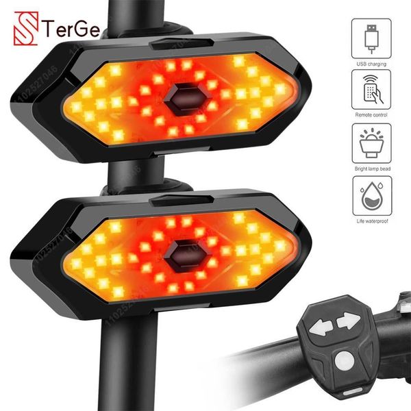 Luces de bicicleta 12 unids Bicicleta Luz de señal de giro Control remoto inalámbrico USB Recargable Frente Trasero para MTB Scooters Road 230907