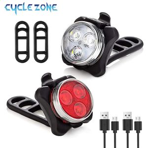 Lumières de vélo 3 LED feu arrière de cyclisme avec USB Rechargeable vélo queue pince lumière lampe Luz Bicicleta accessoires 231109