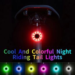 Luces de bicicleta ANTUSI Lámpara trasera de bicicleta Silla de montar Lámpara trasera de bicicleta Carga USB Lámpara trasera impermeable 7 colores Accesorios para bicicletas Q1 231027