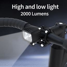 Lumières de vélo Phare de vélo haute luminosité étanche Split Light 12000 MAH batterie Combo voiture de nuit 2000 Lumens boîtier en aluminium 231109