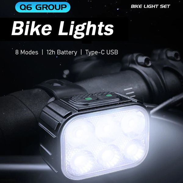Lumières de vélo Vélo LED Lumière USB Rechargeable Montagne Avant Phare Étanche Cyclisme En Plein Air Sécurité Avertissement Pièces 231212