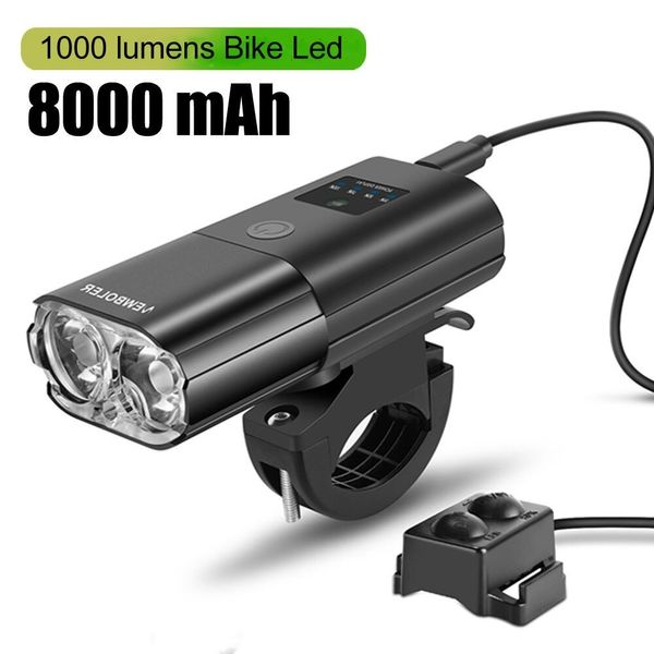 Luces de bicicleta Luz de bicicleta 1000Lumen 4000mAh Faro de bicicleta Banco de energía Linterna Manillar Carga USB MTB Ciclismo de carretera Destacado 230824