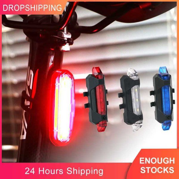 Feux de vélo Feu arrière de vélo Feu arrière VTT Vélo USB LED Rechargeable Avertissement de sécurité Queue Vélo Vélo Portable Lumière Partie Vente Chaude P230427