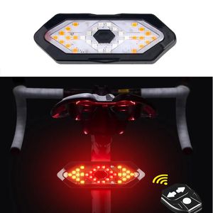 Feux de vélo Lumière de vélo arrière télécommande sans fil clignotant queue avec signaux klaxon USB scooter électrique rechargeable 231009