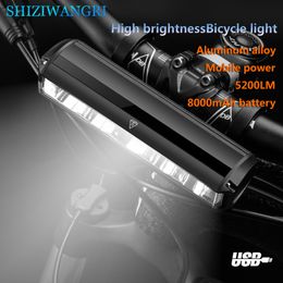 Bike Lights Bicycle Light Oplaadbare 8000 mAh 5 LED -zaklamp voor waterdichte voorkant 5200lm koplamp Accessoires 230815