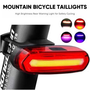 Luces de bicicleta Iluminación de bicicleta Lámpara recargable USB Cola trasera LED Linterna impermeable Linterna de ciclismo para 231206