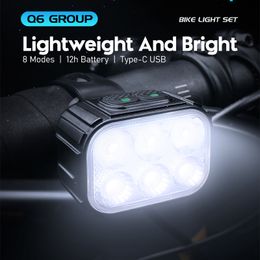 Fietsverlichting Fiets Veiligheidswaarschuwing Koplamp Achterlicht USB Opladen Voor Achter Zaklampen Lampen Waterdicht Nacht MTB Wegwielrennen 230907