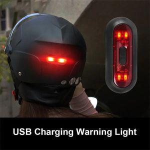 Feux de vélo Feu arrière de vélo USB charge casque de moto feu arrière signal de sécurité voyant d'avertissement étanche LED feu arrière 231027