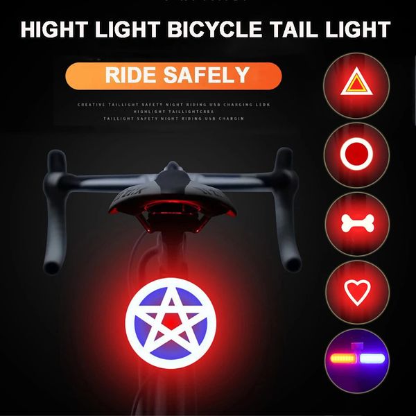 Feux de vélo feu arrière de vélo avertissement de sécurité vélo Flash feu arrière arrière pour montagnes vtt nuit équitation lampe de poche accessoires 231114