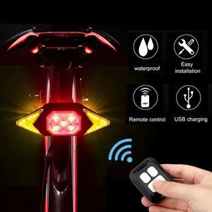 Feux de vélo Clignotant de vélo télécommande vélo indicateur de direction sans fil vtt feu arrière USB charge feu arrière de vélo 231027