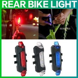 Luces de bicicleta Bicicleta impermeable luz trasera LED USB carga bicicleta de montaña luz trasera luz de advertencia de seguridad 231027