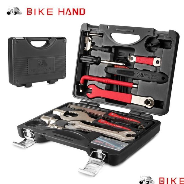 Lumières de vélo Bikehand Vélo 18 en 1 Boîte à outils Kit d'outils de service de maintenance professionnelle VTT Outils de réparation multifonctions de route YC728 Drop Dhkur