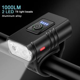 Lumières de vélo BK02 lumières de vélo USB charge T6 LED 6 mode phares de lampe de poche VTT pour 231117