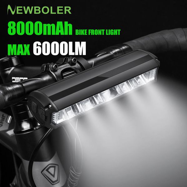 Luces de bicicleta BOLER frente de bicicleta 6000 lúmenes 8000 mAh linterna impermeable carga USB MTB accesorios de lámpara de ciclismo de carretera 230204