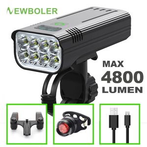 Lumières de vélo BOLER éclairage de vélo 4800 lumens chargement USB résistant à la pluie ensemble de vtt avec 2 supports 10000mAh accessoires de lampe de poche 231117