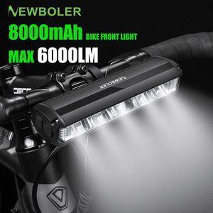 Bike Lights BOLER Bicycle Light Front 6000Lumen 8000mAh Waterproof Flashlight USB Charging MTB Road Cycling Lamp Accessories 230907