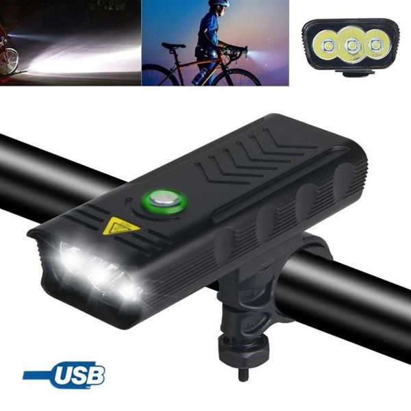 Feux de vélo lumineux avant lampe de vélo USB lumière Rechargeable 2 3 5 LED guidon cyclisme torche pour la sécurité Night253Z