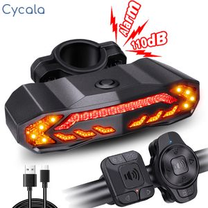 Lumières de vélo Cycala vélo arrière alarme alarme étanche rechargeable scooter clignotant lampe d'avertissement frein automatique 230830