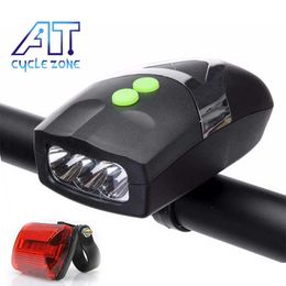 Lumières de vélo CYCLE ZONE 3 LED cloche vélo lumière vive cornes anneau vélo sécurité lumière avant lampe alarme son vélo phare pour vélos P230427