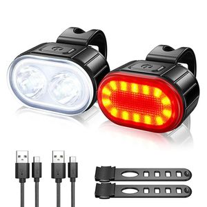 Fietsverlichting Fietsen Voor Achterlicht Set USB Charge Koplamp MTB Waterdicht Achterlicht LED Lantaarn Onderdelen 231115