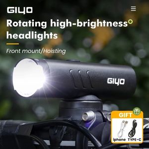 Luces de bicicleta Giyo 9001500 LM LIGHT 4000MAH Lámpara de germangauge Bead anti -Iluminación frontal delantero lente giratoria IP66 impermeable 230816